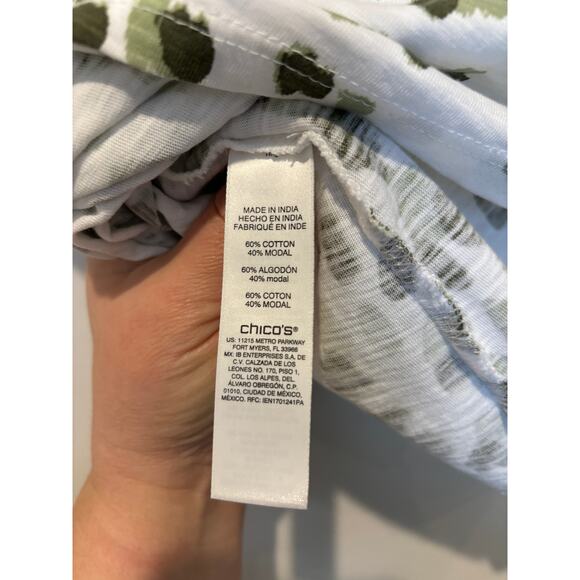 CHICO'S Stella Tee Summer Leopard Size 1 (M) Short Sleeve  Cotton Blend NEW - Picture 5 of 5